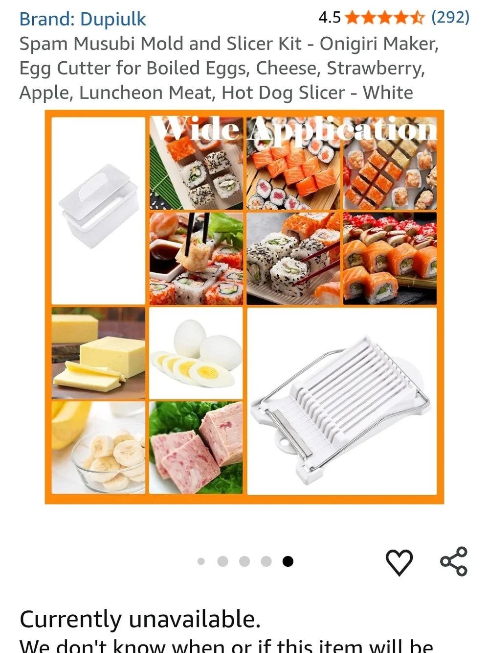 Musubi Mold Kit Slicer Kitchen Tool Food Create Party Serve Meat Cheese Egg New